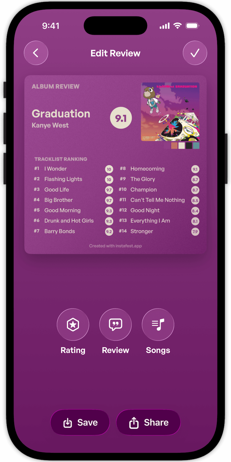 Instafest app preview screenshot